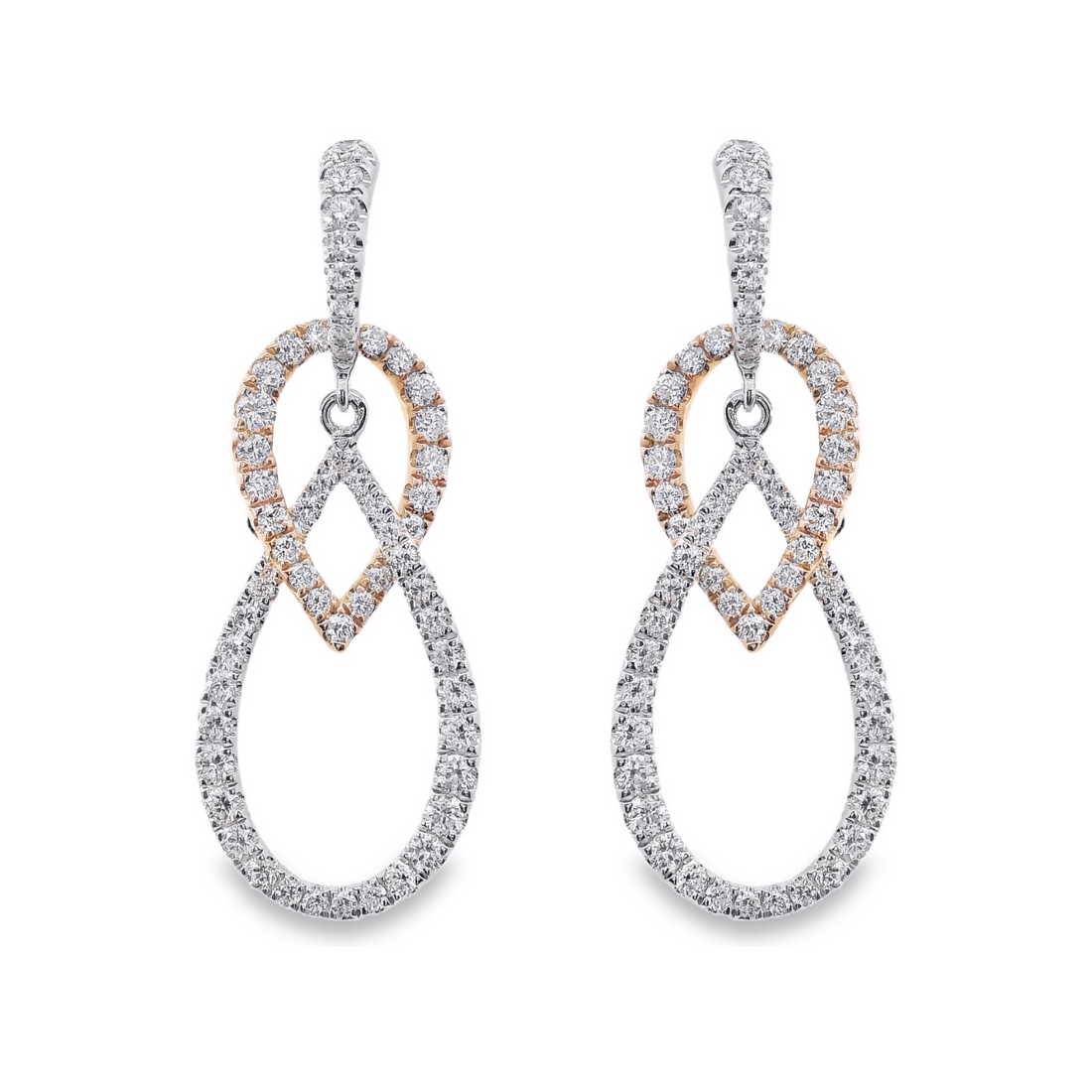 18kt Tu-Tone Gold Natural Diamonds Drop Earrings (1.01ct)