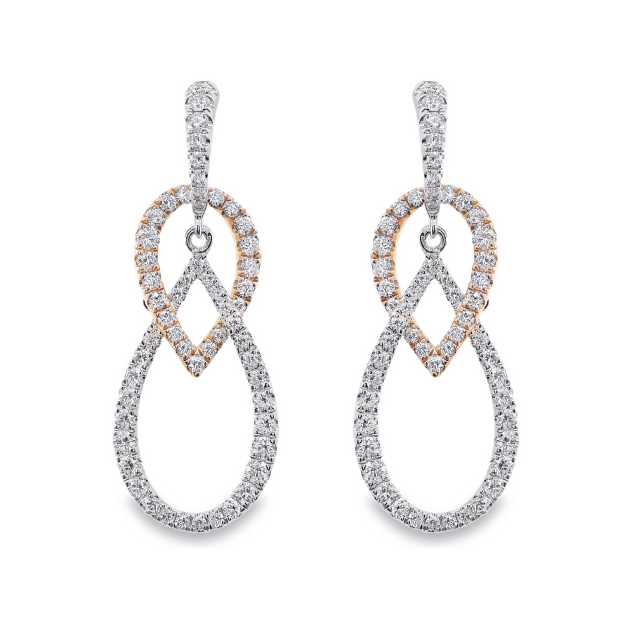 18kt Tu-Tone Gold Natural Diamonds Drop Earrings (1.01ct)