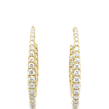 18kt Yellow Gold Natural Diamonds Medium Hoop Earrings (2.22ct)