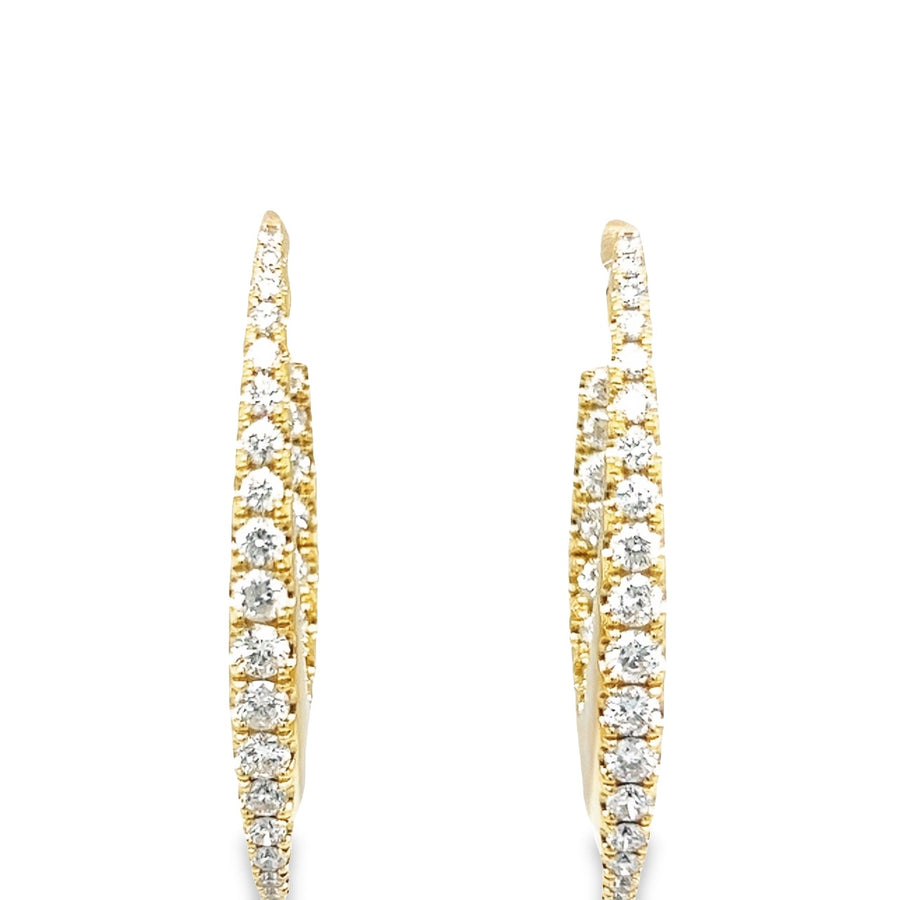 18kt Yellow Gold Natural Diamonds Medium Hoop Earrings (2.22ct)