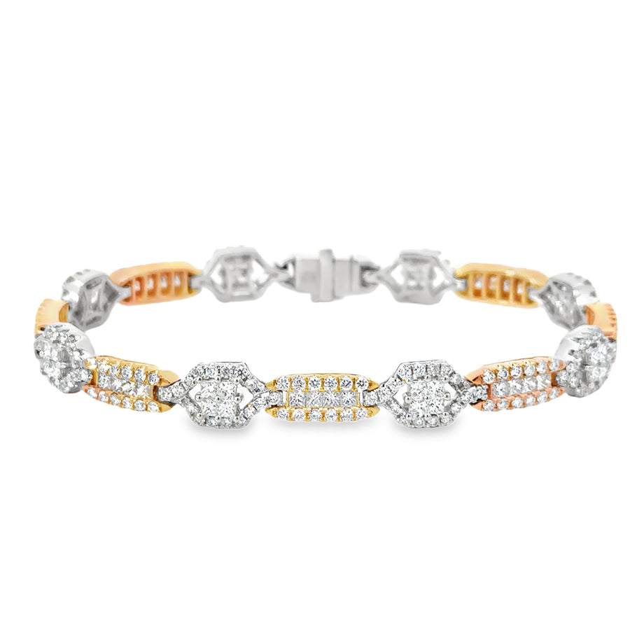 18kt White and Rose Gold Natural Diamond Bracelet (5.97ctw)