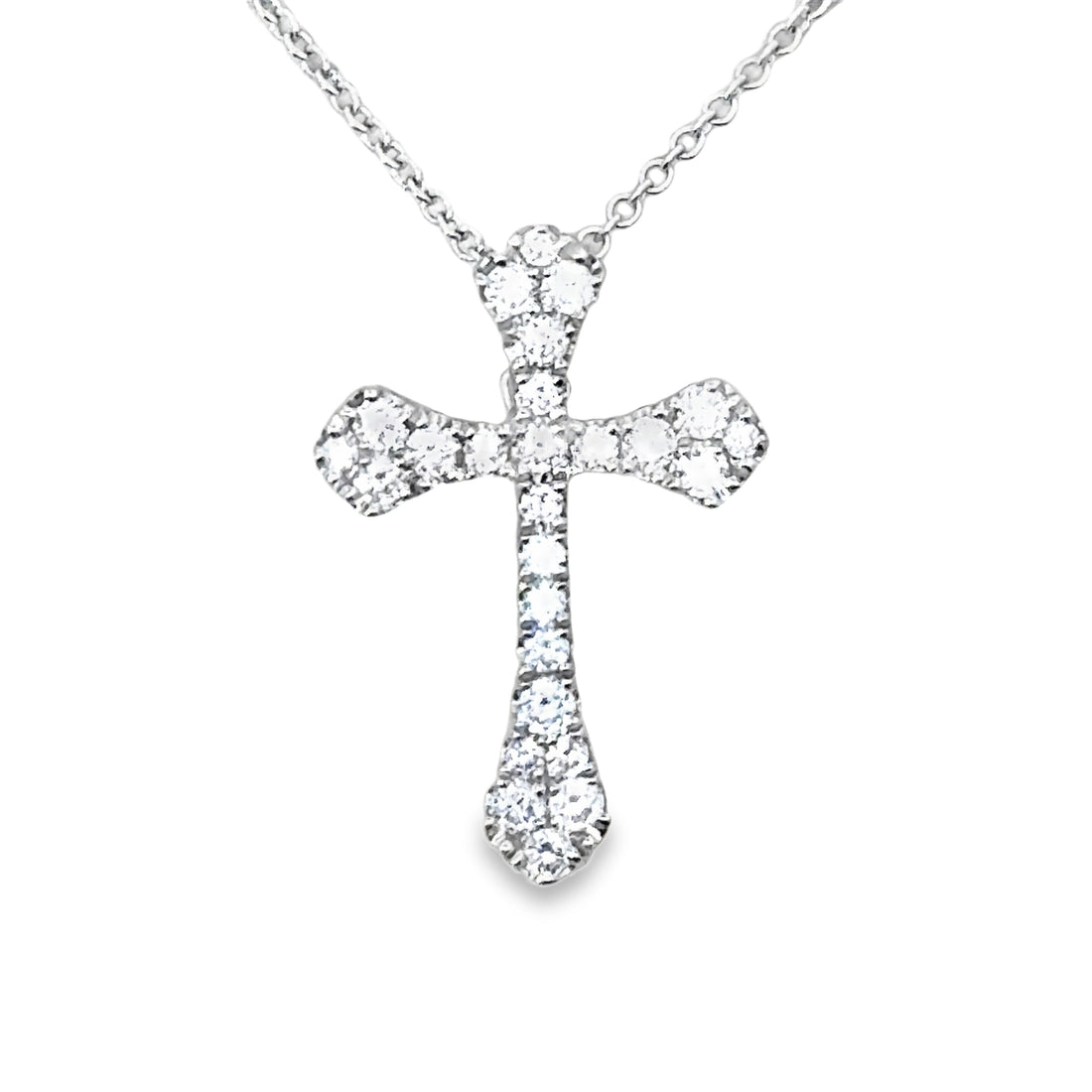 18K White Gold Natural Diamond Cross Pendant (.36ct)