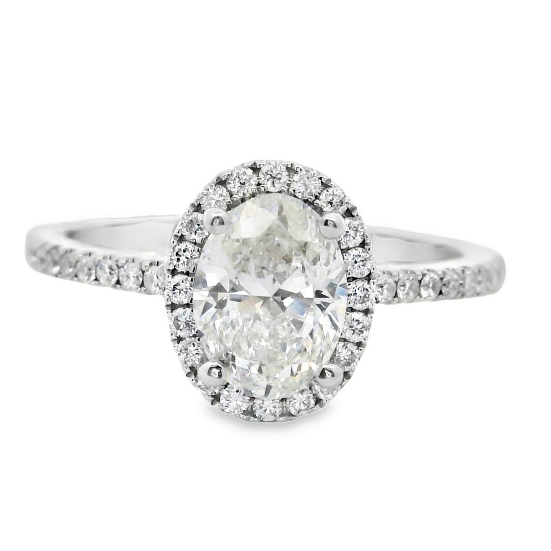 18kt White Gold Natural Oval Brilliant Diamond Engagement Ring (1.13ct)