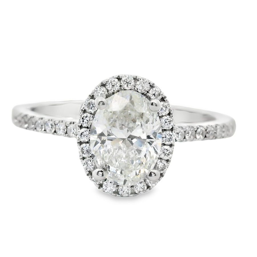 18kt White Gold Natural Oval Brilliant Diamond Engagement Ring (1.13ct)
