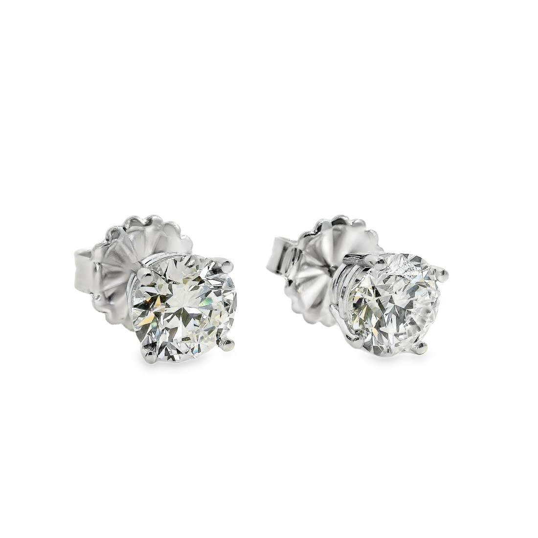 14kt White Gold Lab-Grown Round Diamond Stud Earrings (4.06ct)