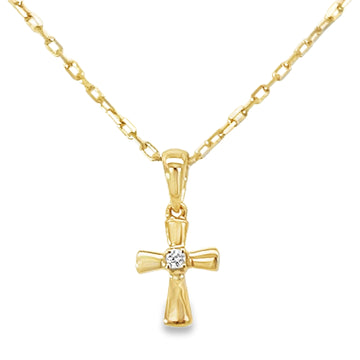 18kt Yellow Gold Natural Diamond Cross Pendant (0.02ct)