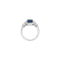 18kt White Gold Oval Natural Sapphire and Oval Natural Diamonds Ring (4.27ct)