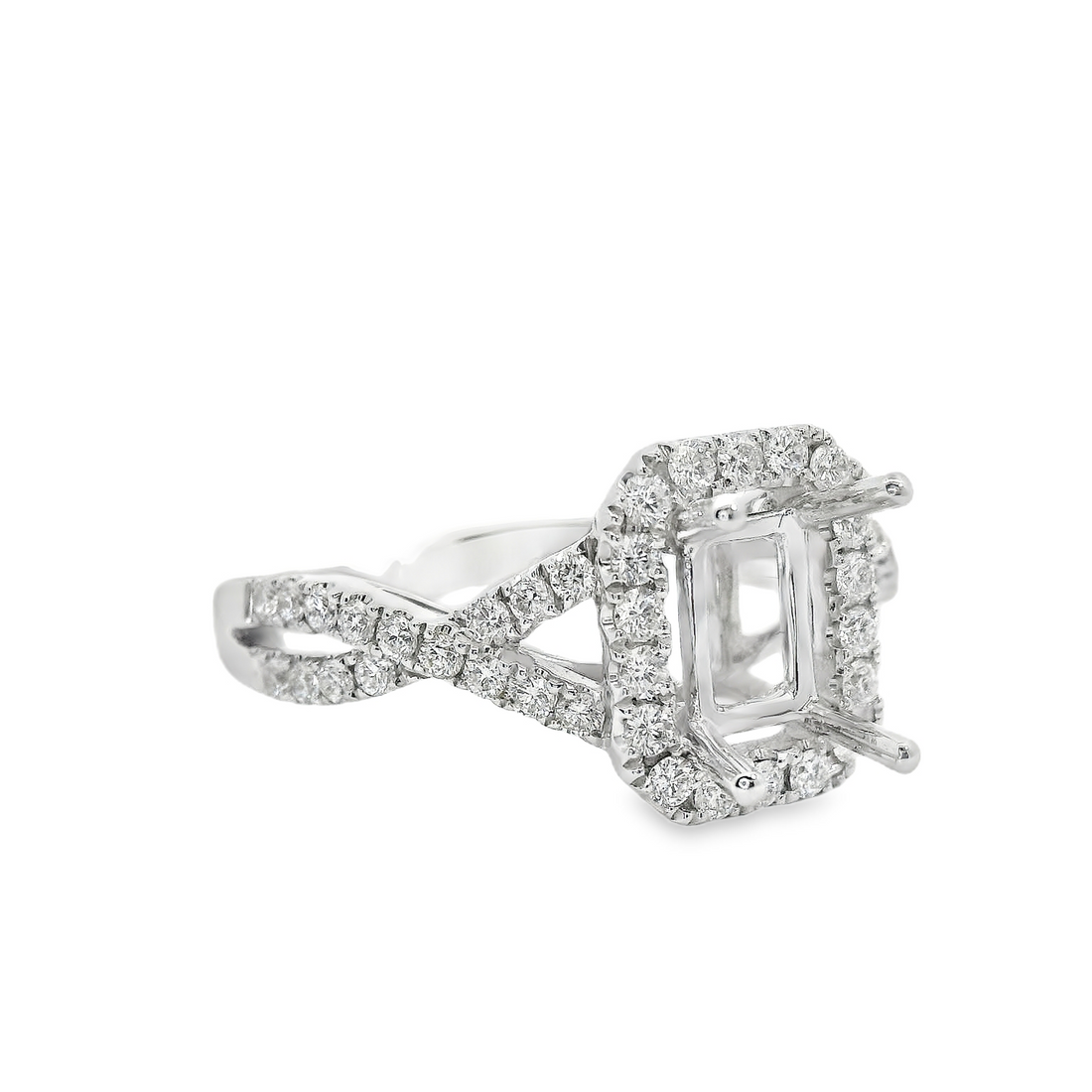 18kt White Gold Full Cut Diamond Halo Semi-Mount Ring (.49ct)