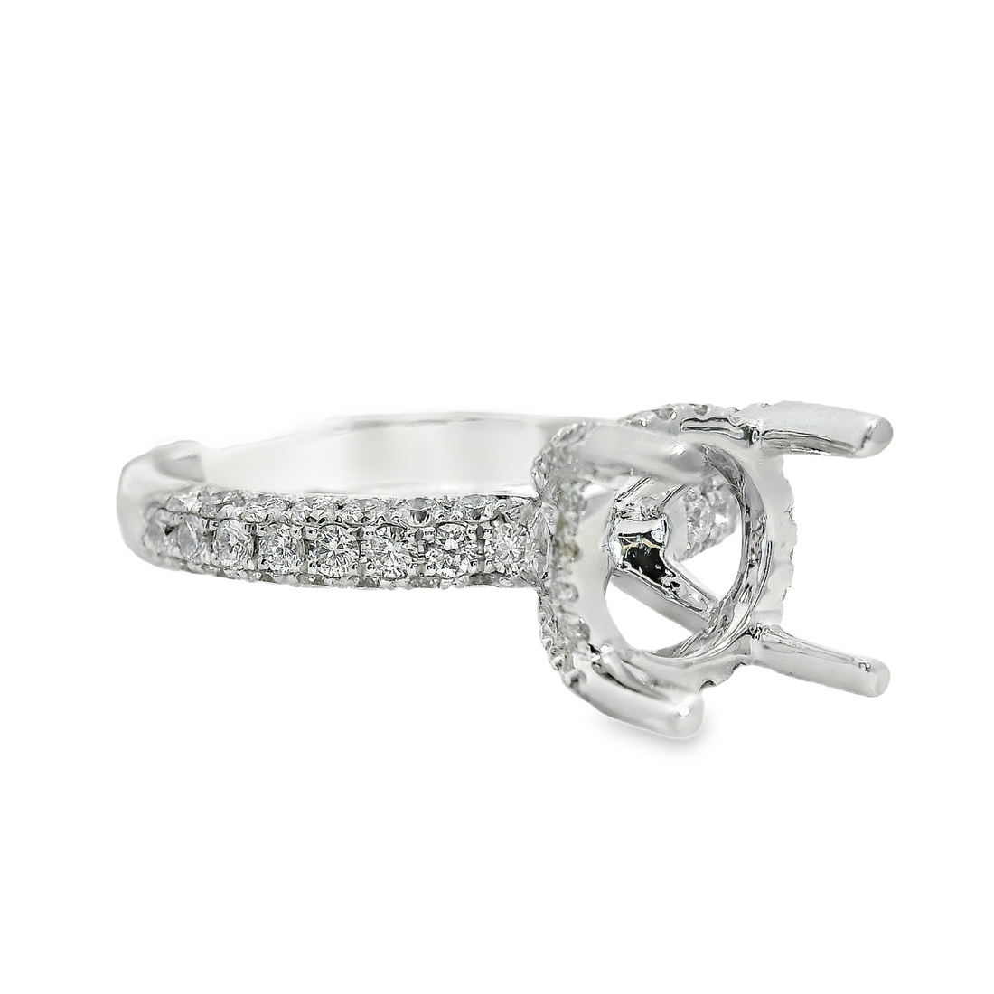 18kt White Gold Natural Diamond Hidden Halo Semi-Mount Ring (.71ct)
