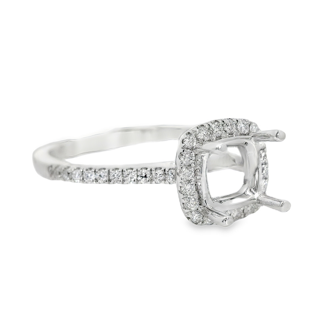 18kt White Gold Full-Cut Diamond Halo Semi-Mount Ring (.21ct)