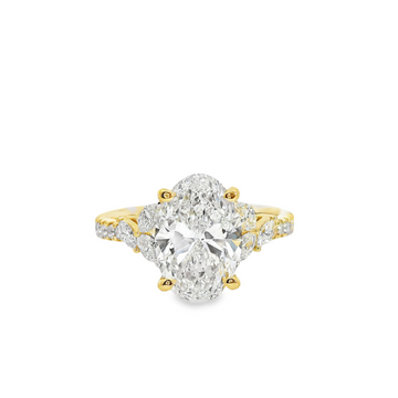 18kt Yellow Gold Lab-Grown Oval Diamond and Natural Diamond Engagement Ring (3.64ct)