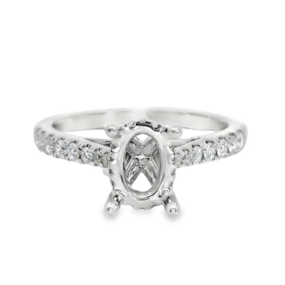 18kt White Gold Hidden Halo Natural Diamonds Semi-Mount Ring (0.29ct)