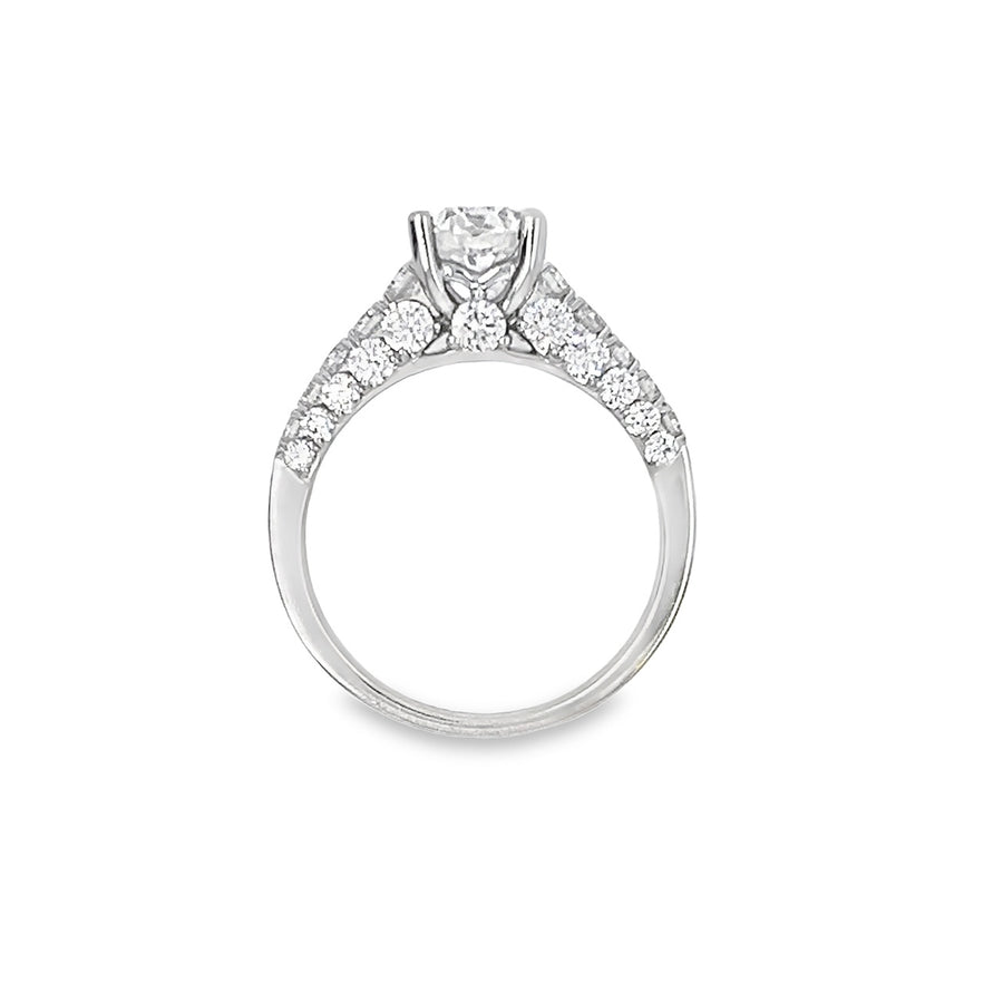 18K White Gold Natural Round Brilliant Diamond Engagement Ring (1.01ct)