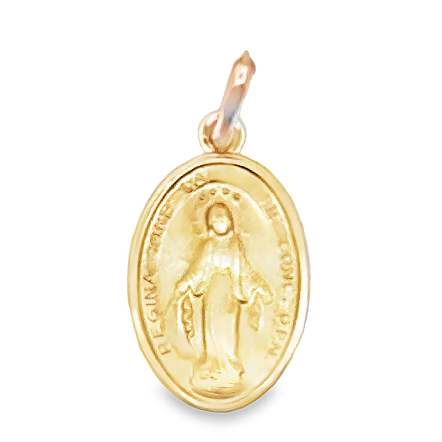 14kt Yellow Gold Italian Made Miraculous Mary Medal