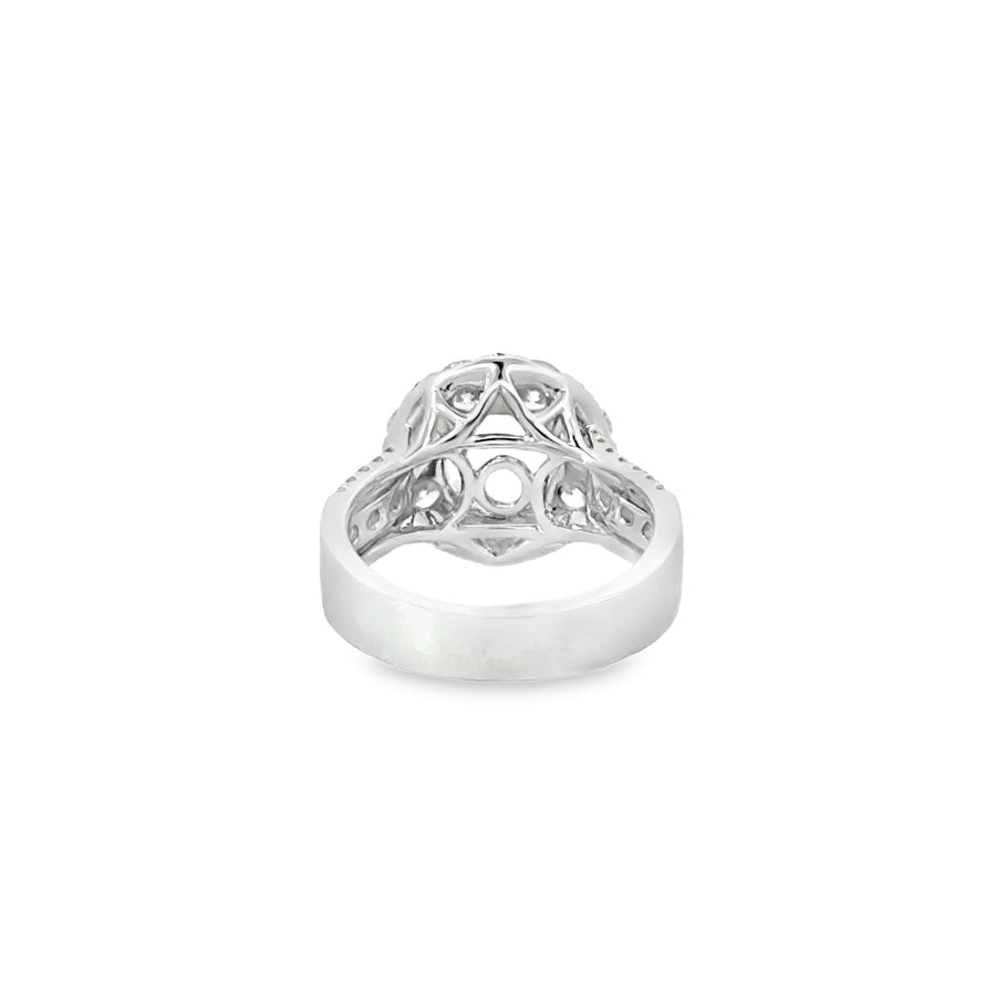 18kt White Gold Halo Natural Diamonds Semi-Mount Ring (1.95ct)