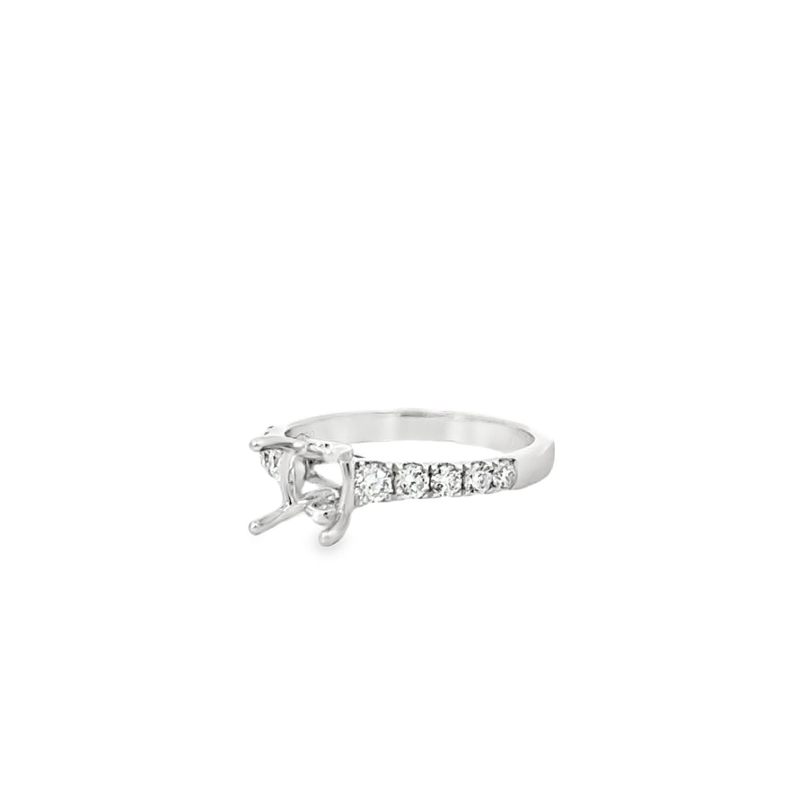 18kt White Gold Contemporary Natural Diamonds Semi-Mount Ring (0.54ct)