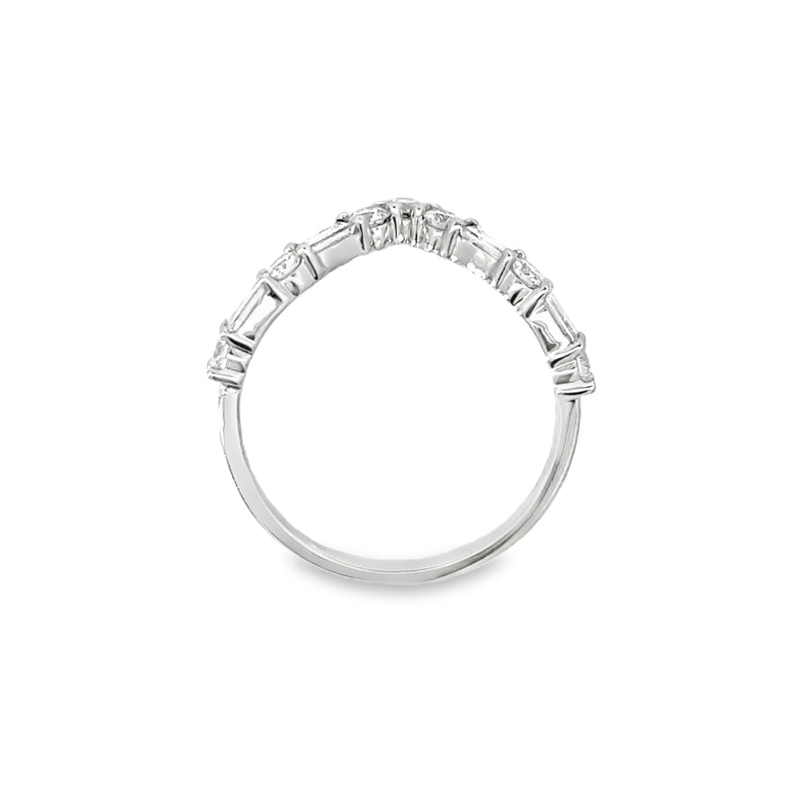 18kt White Gold Diamond Curved Wedding Ring (0.7ct)