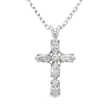 14kt White Gold Natural Diamond Cross Pendant (0.87ct)