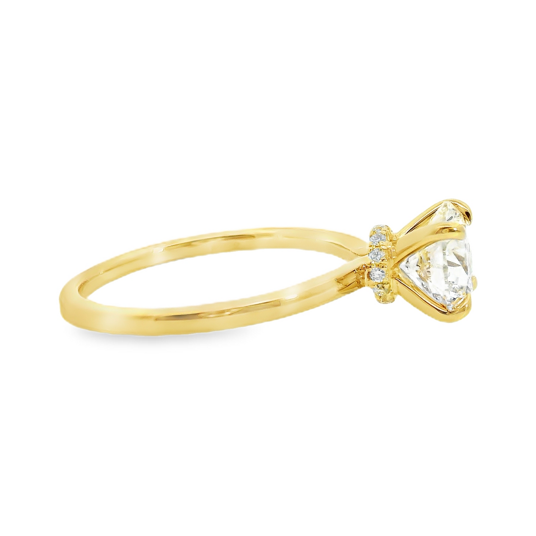 18kt Yellow Gold Lab-Grown Round Diamond Hidden Halo Engagement Ring (1.57ct)