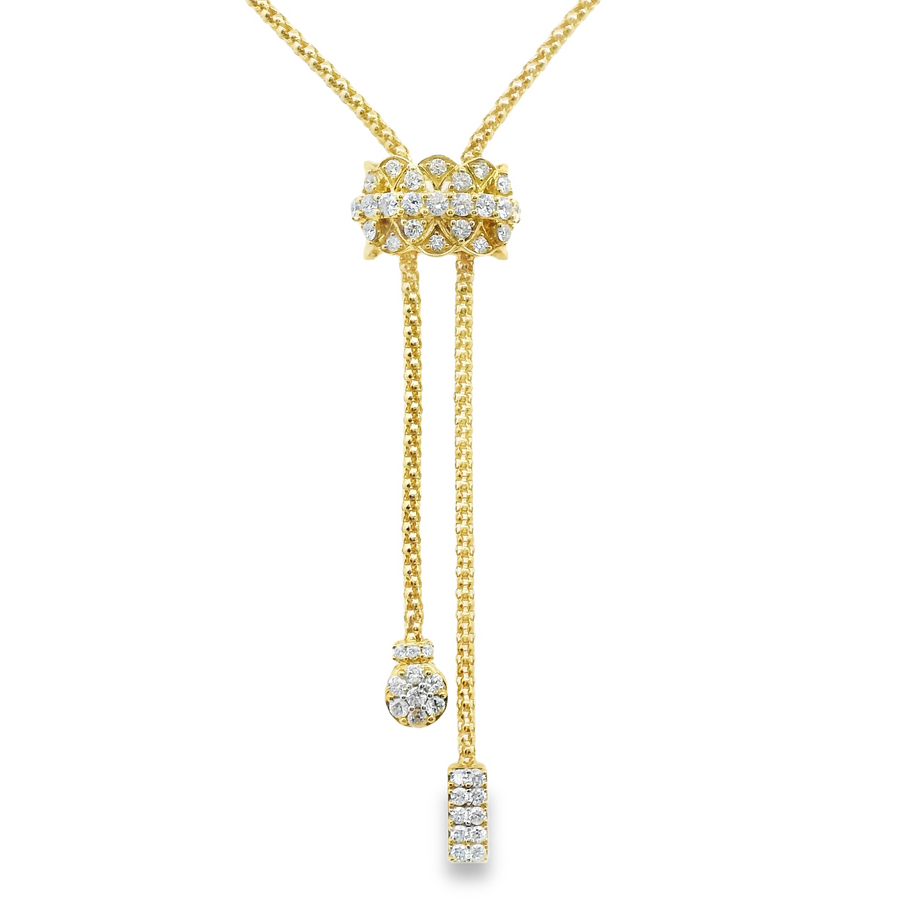 18kt Yellow Gold 32" Full-Cut Diamond Adjustable Lariat Necklace (.69ct)