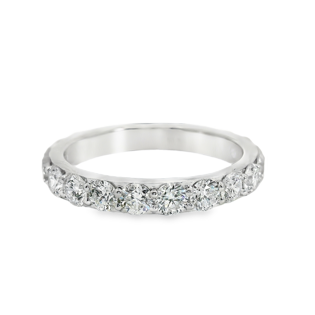 14kt White Gold Lab-Grown Round Diamond Shared Prong Wedding Ring (1.60ct)