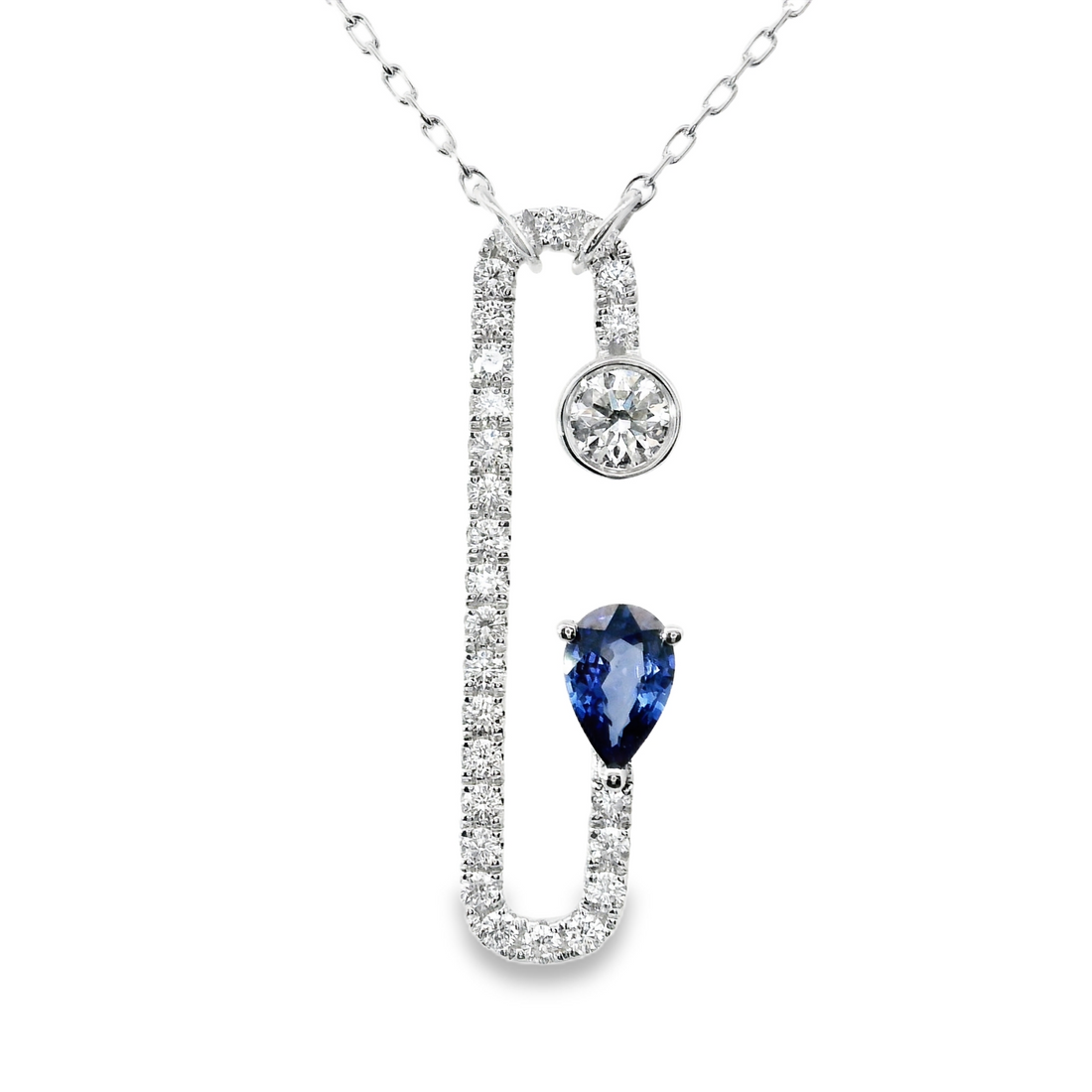 18kt White Gold Natural Sapphire And Natural Diamonds Pendant (0.96ct)