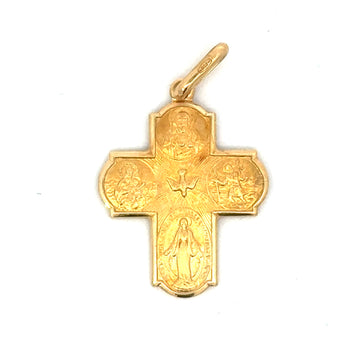 18K Yellow Gold Italian Made Four Way Cross (2.3g)