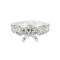 18kt White Gold Natural Full-Cut Diamonds Semi-Mount Ring (.77ct)