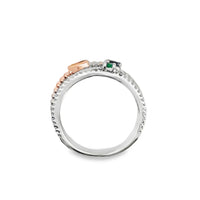 18kt Tri-Color Natural Diamond, Princess Sapphire, Marquise Ruby, and Round Emerald Fashion Ring (.51ct)