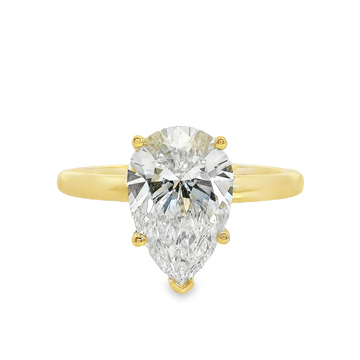 18kt Yellow Gold Lab-Grown Pear and Natural Round Diamond Hidden Halo Engagement Ring (2.09ct)
