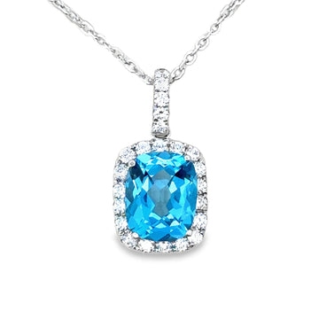 18kt White Gold Natural Diamonds And Natural Topaz Pendant (3.88ct)