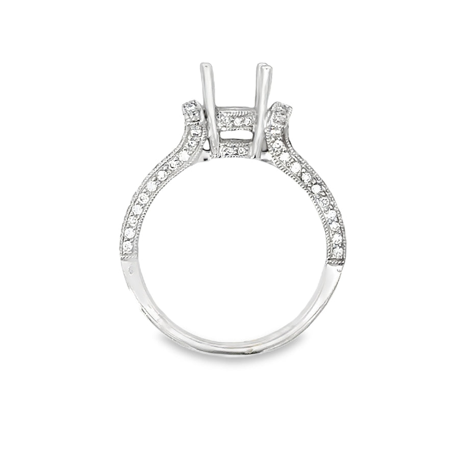 18kt White Gold Pave Natural Diamonds Semi-Mount Ring (0.55ct)