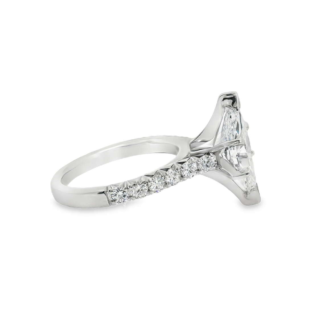 Platinum Lab-Grown Marquise and Natural Round Diamond Engagement Ring (2.62ct)