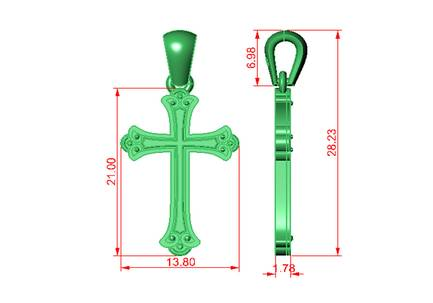 14kt Yellow Gold Fleur-de-Lis Cross Pendant (1.8g)