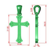 14kt Yellow Gold Fleur-de-Lis Cross Pendant (1.8g)