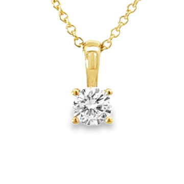 14kt Yellow Gold Lab-Grown Round Solitaire Diamond Pendant (.32ct)