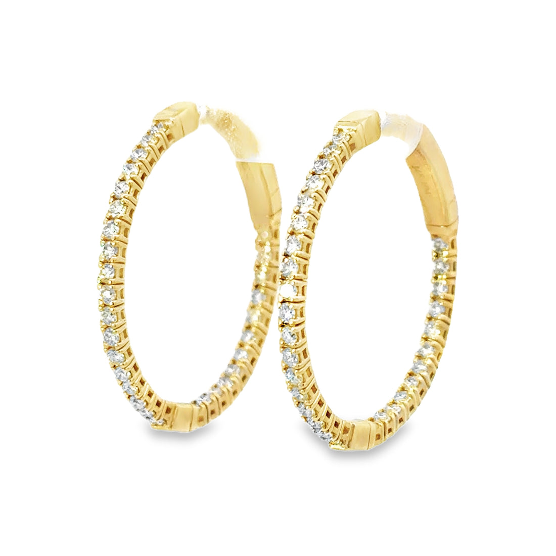 14kt Yellow Gold Natural Diamonds Medium Hoop Earrings (1.06ct)