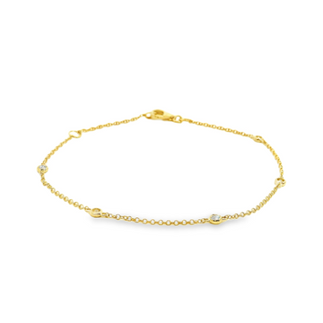 14kt Yellow Gold Round Natural Diamond 7" Diamond By the Yard Bracelet (.15ct)