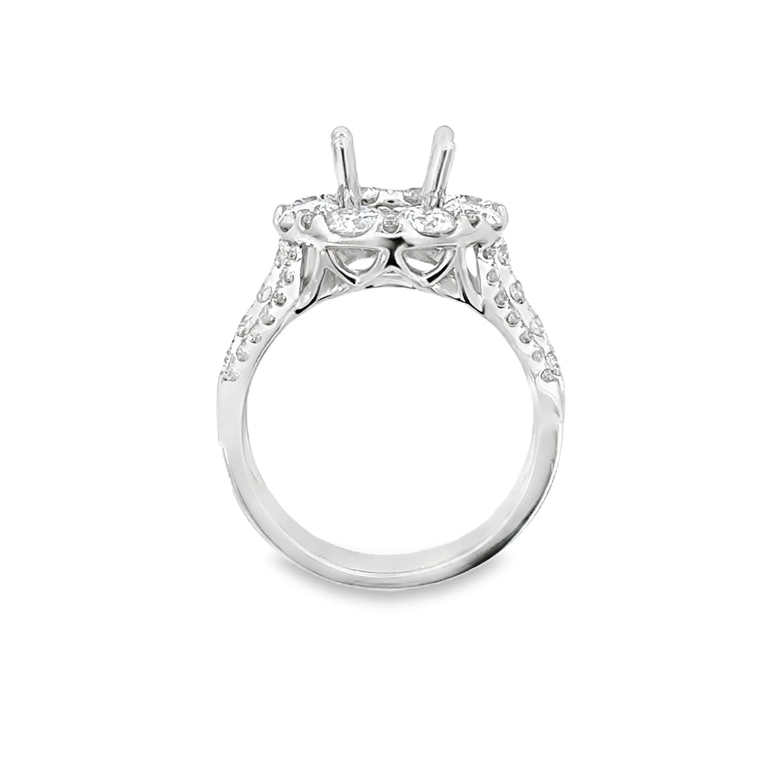 18kt White Gold Halo Natural Diamonds Semi-Mount Ring (1.95ct)