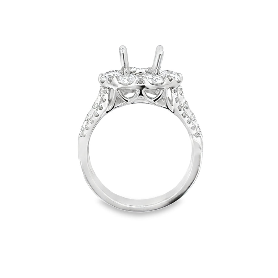 18kt White Gold Halo Natural Diamonds Semi-Mount Ring (1.95ct)