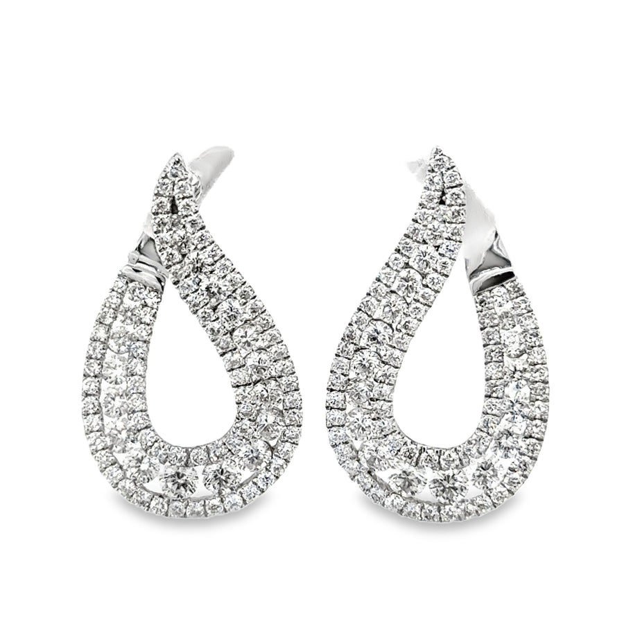 18kt White Gold Natural Diamonds Medium Hoop Earrings (2.44ct)