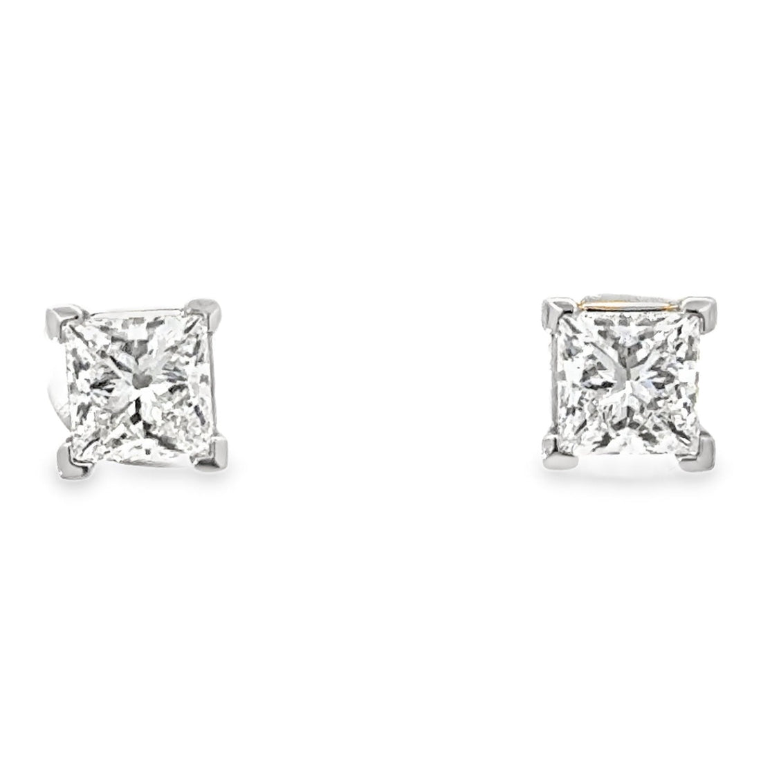 14kt White Gold Lab-Grown Princess Diamond Stud Earrings (1.48ct)