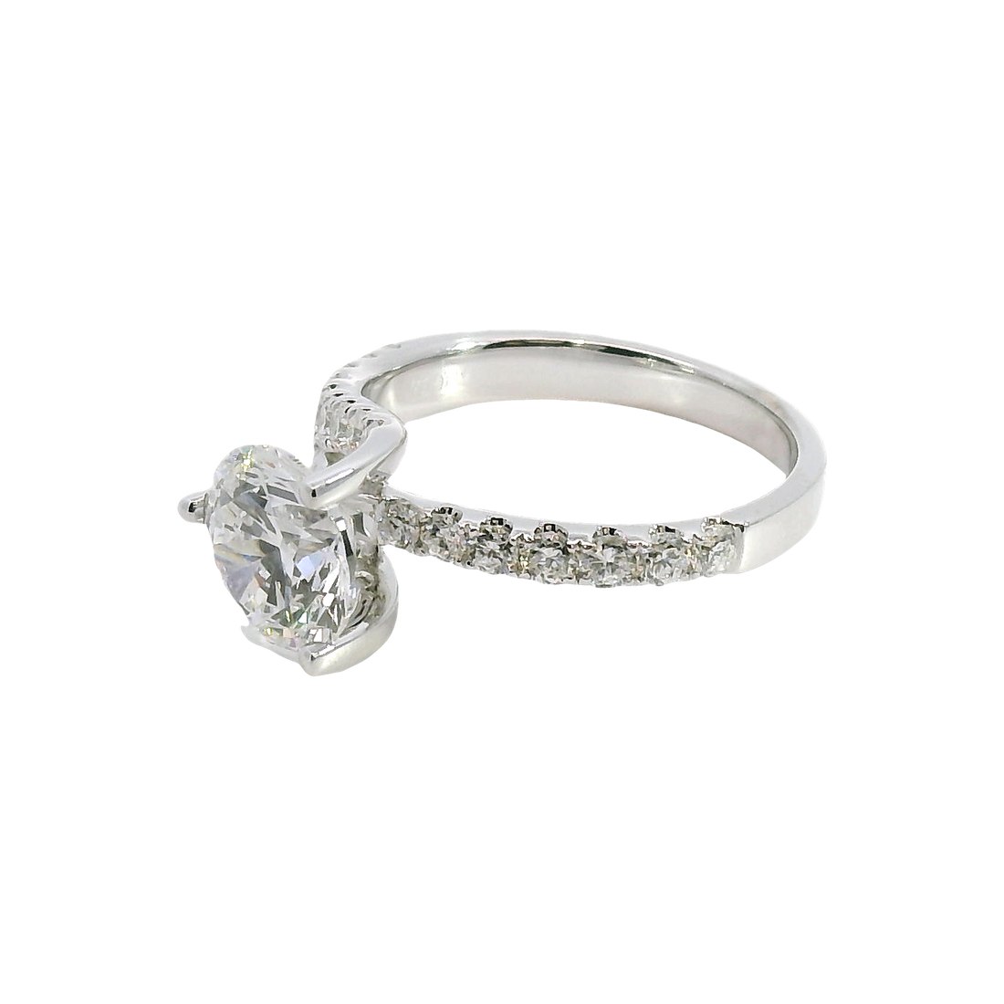 18kt White Gold Contemporary Natural Diamonds Semi-Mount Ring (0.71ct)