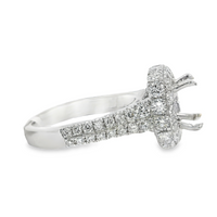18kt White Gold Natural Round Diamond Halo Semi-Mount Ring (1.72ct)