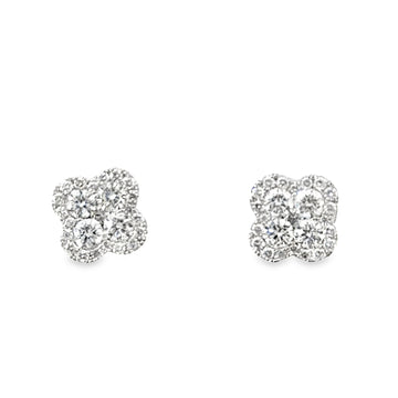 18K White Gold Natural Diamond Button Earrings (.83ct)