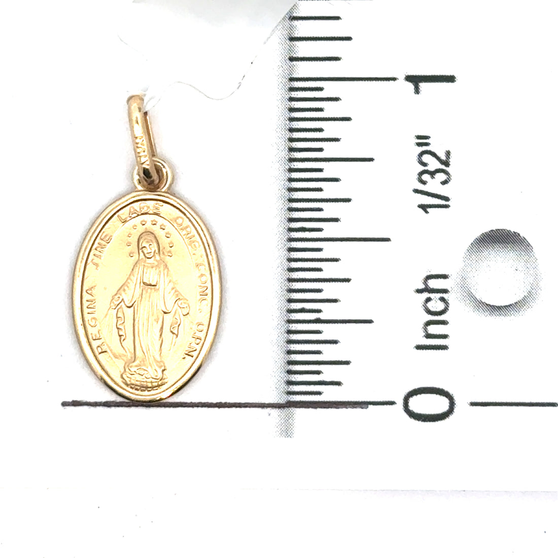 14kt Yellow Gold Italian Made Miraculous Mary Medal