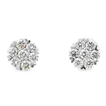 18kt White Gold Natural Diamonds Cluster Earrings (1.15ct)