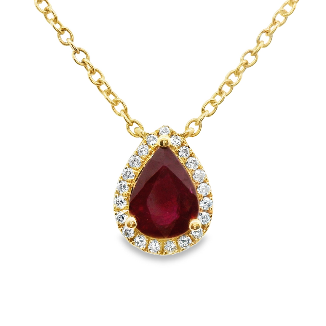 18kt Rose Gold Natural Pear Ruby and Natural Diamonds Pendant (1.0ct)