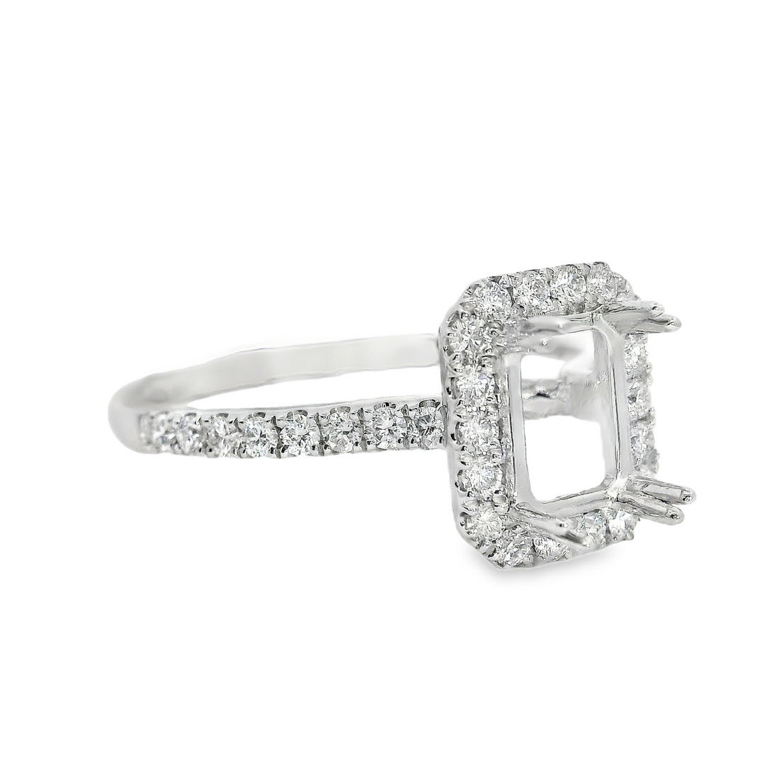 18kt White Gold Full-Cut Round Diamond Halo Semi-Mount Ring (.45ct)