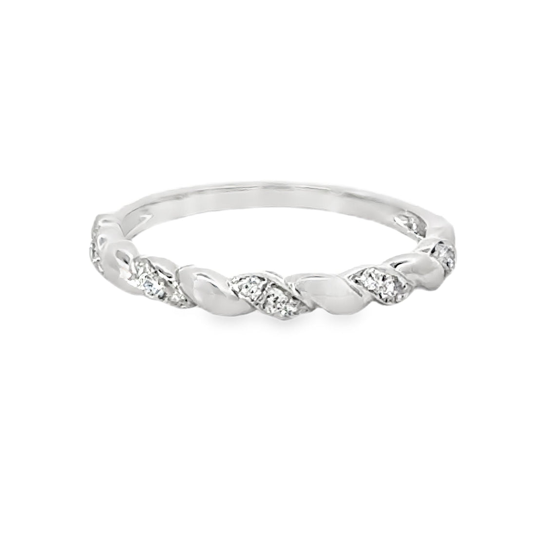 18kt White Gold Diamond Twisted Wedding Ring (0.14ct)